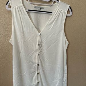 Green Envelope White Buttoned Tank Top